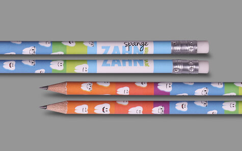 foil transfer printing pencil with teeth motifs