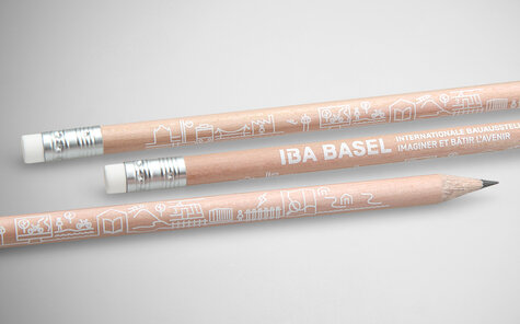 round natural pencil with white imprint