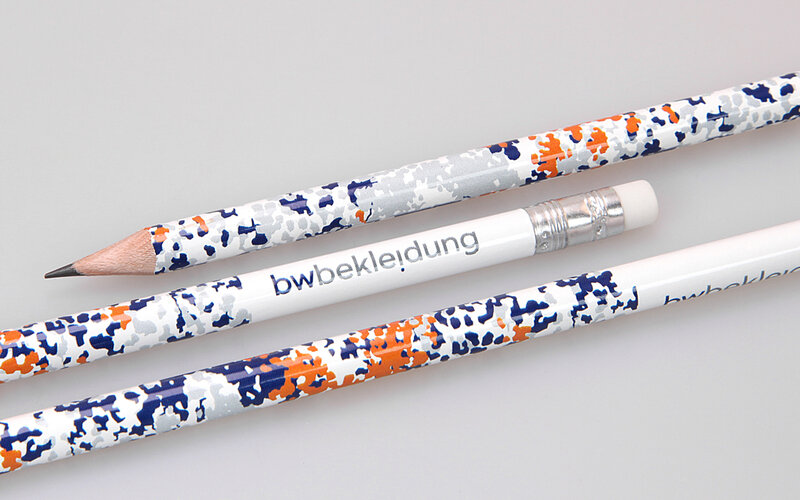 all-over print on pencil with foil transfer printing