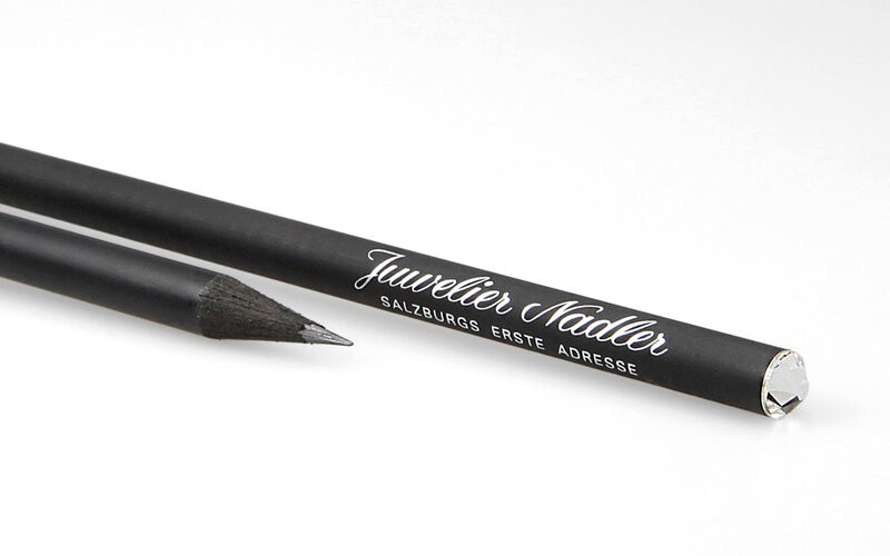 Crystal pencil with silver crystal and fine imprint