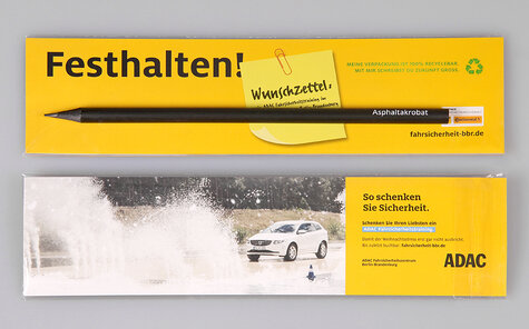 yellow bookmark packaging with black matt pencil