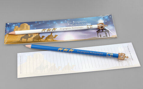 bookmark with christmassy motif and Royal pencils