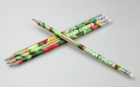 Foil transfer printing on pencils with eraser