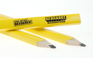 gelber Zimmermannsstift mit schwarzem Aufdruck