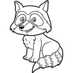 Ausmalbild für Kinder: Waschbär