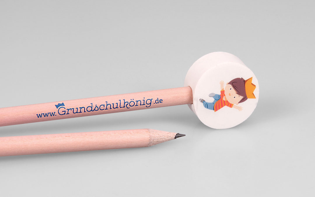 natural pencil with imprint and round eraser topper