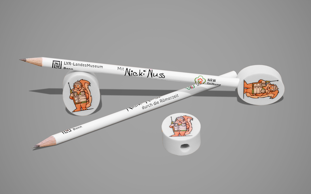 oval eraser pencil topper on imprinted pencil